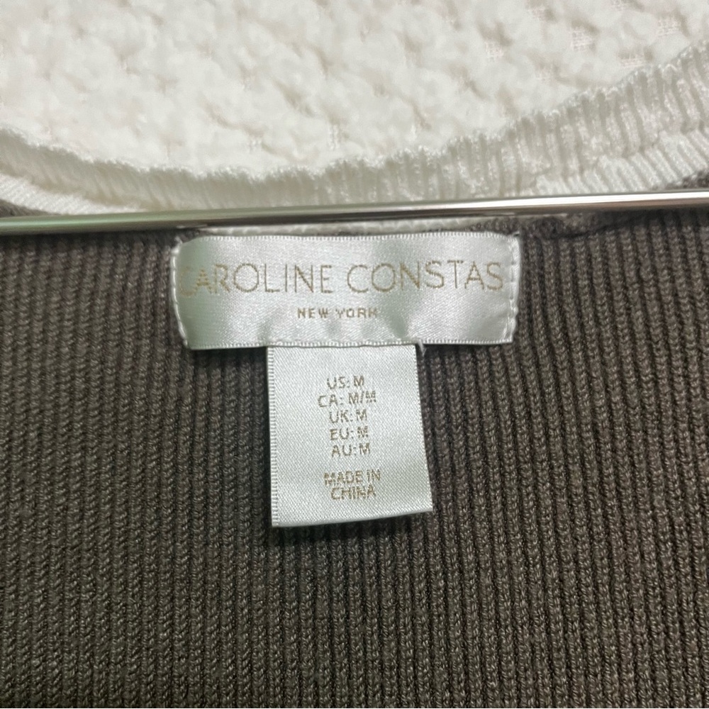 Caroline Constas Ribbed Knit Stretch Midi Dress Green Sleeveless Designer Medium - Picture 2 of 10